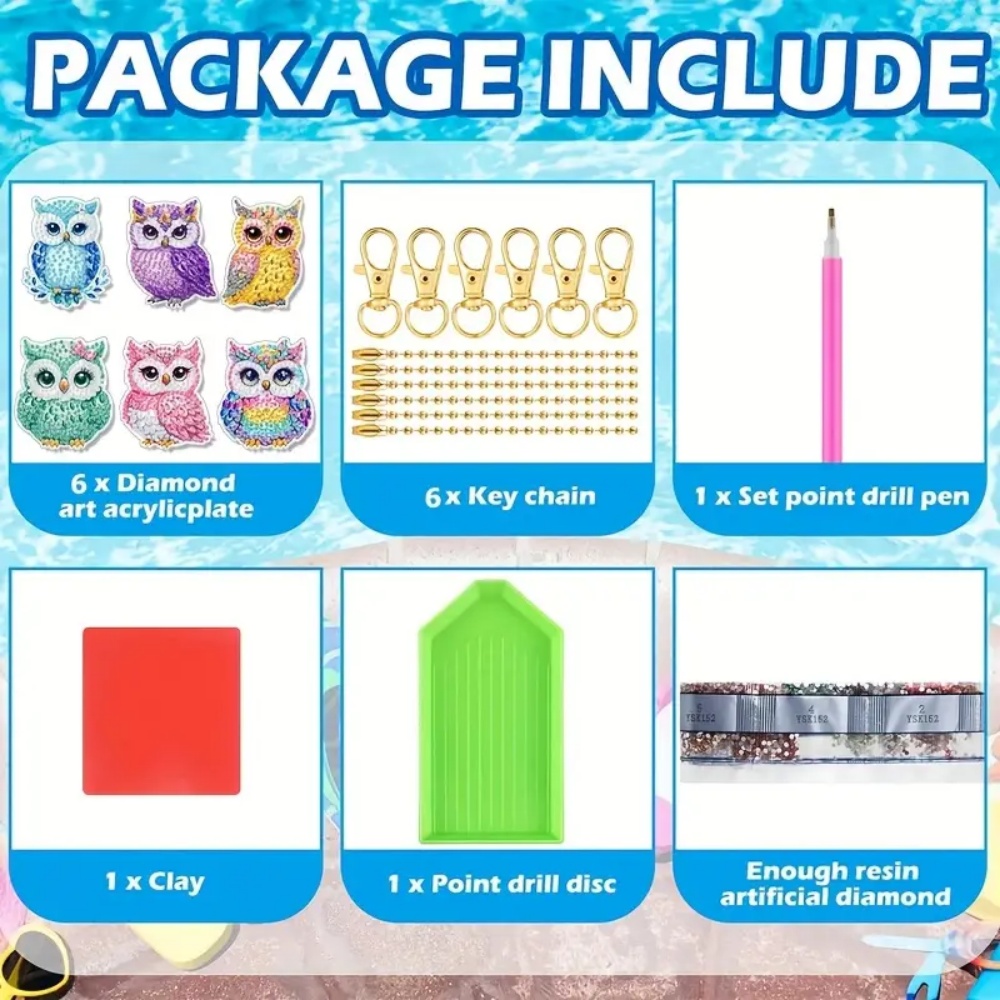 6-قطعة/مجموعة سلسلة مفاتيح ماس - مراجعة Resin Craft Kit وسعره